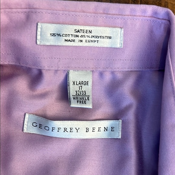 Men’s Geoffrey Beene Purple Wrinkle Free Dress Shirt Long Sleeves Sz XL 17 32/33 - Picture 2 of 7